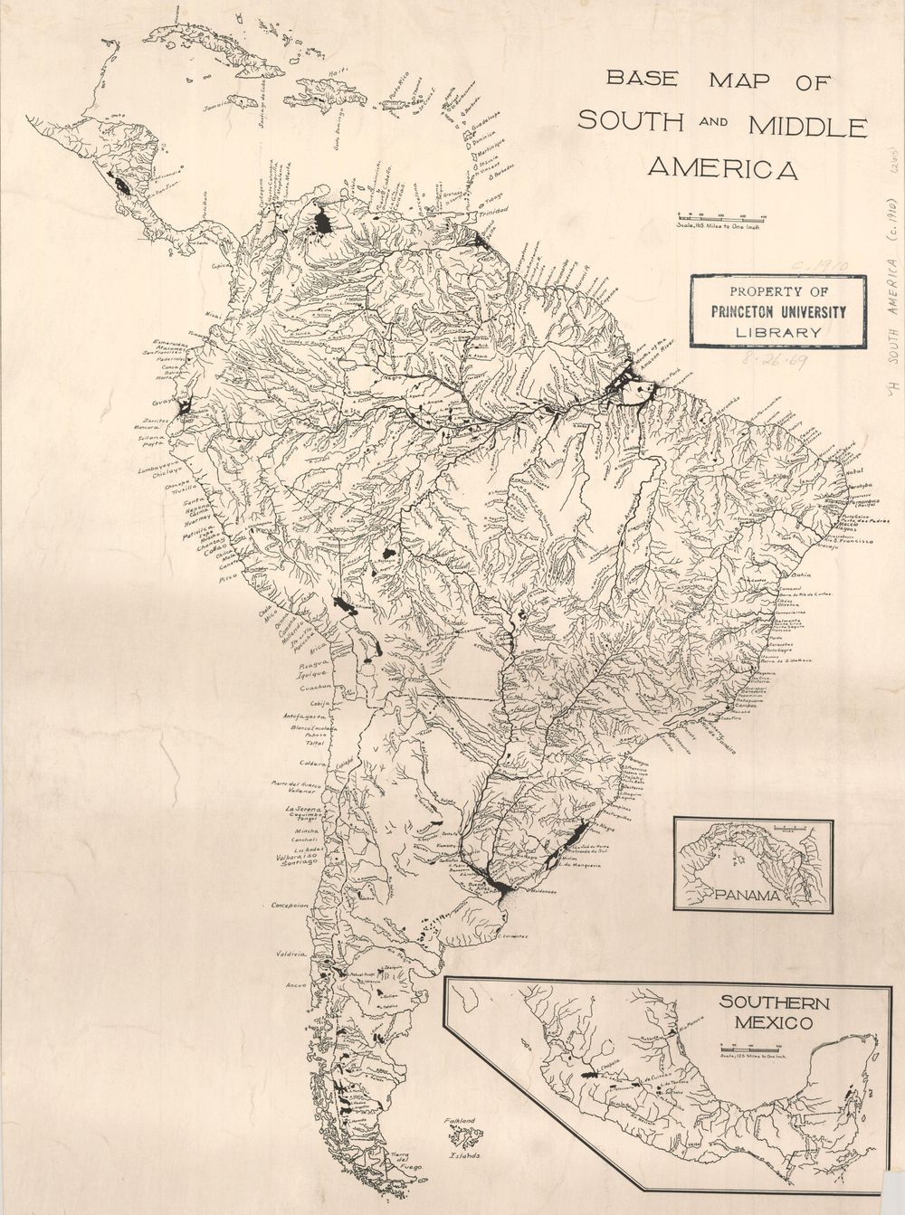 Base map of South and Middle America